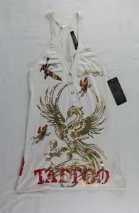 Ed Hardy Tank Top Three Snap Front M Cotton Modal Stretch NWT New with tags - Picture 1 of 12