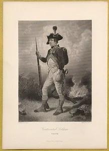 1776 CONTINENTAL SOLDIER - NORTH - 1882 Engraved Print - Bild 1 von 1