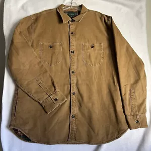 J.Crew Barn Jacket Tan Canvas Plaid Flannel Lined Utility Field Men’s Large NWT - Picture 1 of 13
