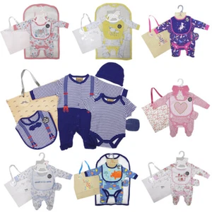 BABYKLEIDUNG GESCHENKSET MÄDCHEN JUNGE UNISEX SCHLAFANZUG BABYGROW OUTFIT NEUGEBORENE - 6 MON - Bild 1 von 8