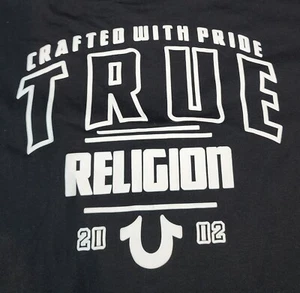 Y2K True Religion Raised Graphics Double Sided Shirt Sleeve T-Shirt Women's XL - Picture 1 of 9