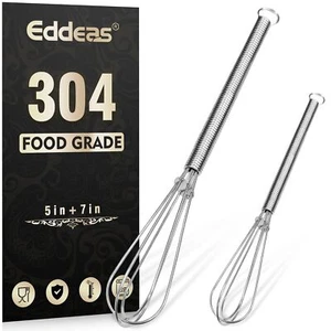 2Pcs Mini Whisk 5 Inch & 7 Inch Spiral Handle Whisk for Cooking Whisking Beating - Picture 1 of 8
