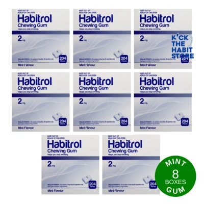 Habitrol Gum 2mg Mint 1632 Pieces 8 Boxes x 204 pcs - Sugar Free 2027+ - Image 1 of 3