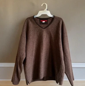 Vintage RYAN ROBERTS Mens Size S Small Brown Wool Pullover V-neck Sweater Jumper - Picture 1 of 7