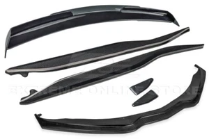 For 14-19 Corvette C7 CARBON FIBER Front Lip Side Skirts & SM WickerBill Spoiler - Picture 1 of 12