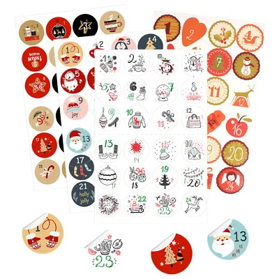 Stickers Christmas Gift Number Stickers 24 Stickers Round Christmas Seal - Image 1 of 4