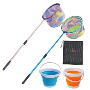 Fishing Net Pack Retractable Lightweight Landing Nets Small 2 Blue and Pink - Picture 1 of 7