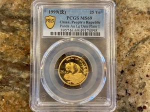 1999 1/4 Oz 25 Yuan China Gold Panda Coin Large Date No Serif MS 69 - Picture 1 of 2