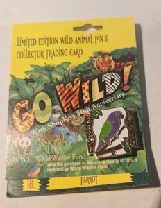 1992 Shopko 30th Anniversary WWF Limited Edition Wildlife Pin & Card 18 Parrot - Picture 1 of 3