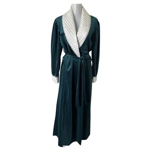 Vintage Christian Dior Samt Stepp Morgenmantel Satinkragen Damen Medium/Large Grün - Bild 1 von 12