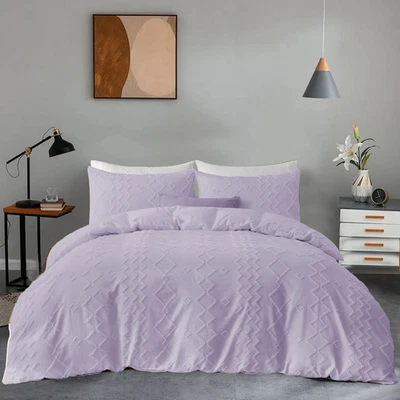 Clipped Jacquard Diamond Geometric Duvet Cover Set - Image 1 of 4