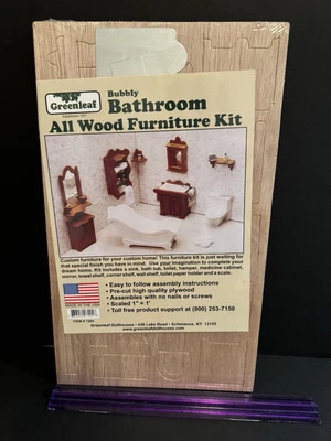 Набор деревянной мебели для ванной комнаты миниатюрный кукольный домик 1:12 Greenleaf Bubbly 7204 - Изображение 1 из 4