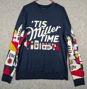 🎄Tis Miller Time 🎄Ugly Christmas Sweater Men’s Large Lite Beer Holiday Party - Picture 1 of 9