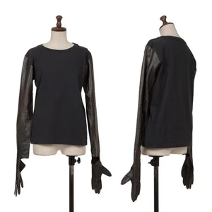 TOGA ARCHIVES Leather Glove Sleeves T Shirt Size M(K-161563) - Picture 1 of 11