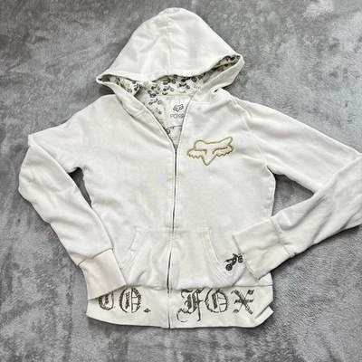 Fox Racing Fox Girl Iceland Zip Up Hoodie in white Size Large Juniors - Image 1 of 4