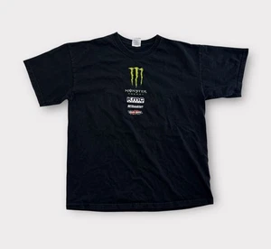 Camiseta Monster Energy Adulto Grande Negra Manga Corta Carreras Gráfico Camiseta - Imagen 1 de 9