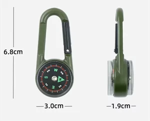 3-in-1 Mini Kompass Karabiner mit Thermometer – Outdoor Clip für Wanderer & Aben - Bild 1 von 5