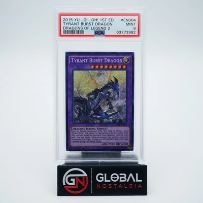Tyrant Burst Dragon 2015 Yu-Gi-Oh 1st Ed Dragons Of legend 2  EN004 PSA 9 - Image 1 of 2