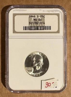 1946-S WASHINGTON QUARTER NGC MS66. - Image 1 of 2