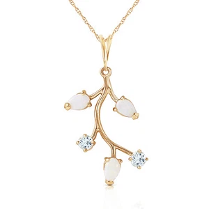 0.6 CTW 14K Solid gold fine Necklace 16-24" Opal Aquamarine - Picture 1 of 7