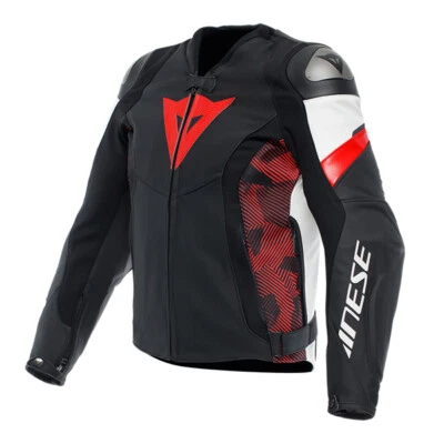 Dainese Avro 5 Motorcycle Tutu Cowhide Leather Jacket Sports Black Red A77 - Image 1 of 2