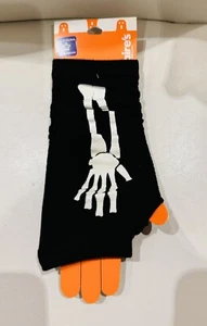 Adult Claire’s Black Skeleton Fingerless Gloves Arm Warmers BNWT Glow In Dark - Picture 1 of 2