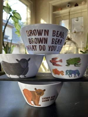 Juego de (4) The World Of Eric Carle Brown Bear Brown Bear Cereal Bowl Melamina 6" Foto 1 de 4