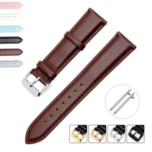 New Quick Release Genuine Leather Watch Strap Band 12 14 16 17 18 19 20 21 22mm - Picture 1 of 36