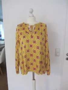 Stylische Grace Bluse gelb mit rosa dkl. rut Muster Satinartig Gr. M TOP! - Bild 1 von 8