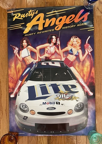 Rusty Wallace NASCAR RUSTY'S ANGELS Poster - Miller Lite Beer - Ford - 20”x30” Cover