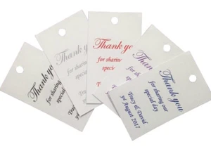 50 etiquetas personalizadas de favores de boda, bautizo, gallina, etiquetas de regalo, gracias - Imagen 1 de 1