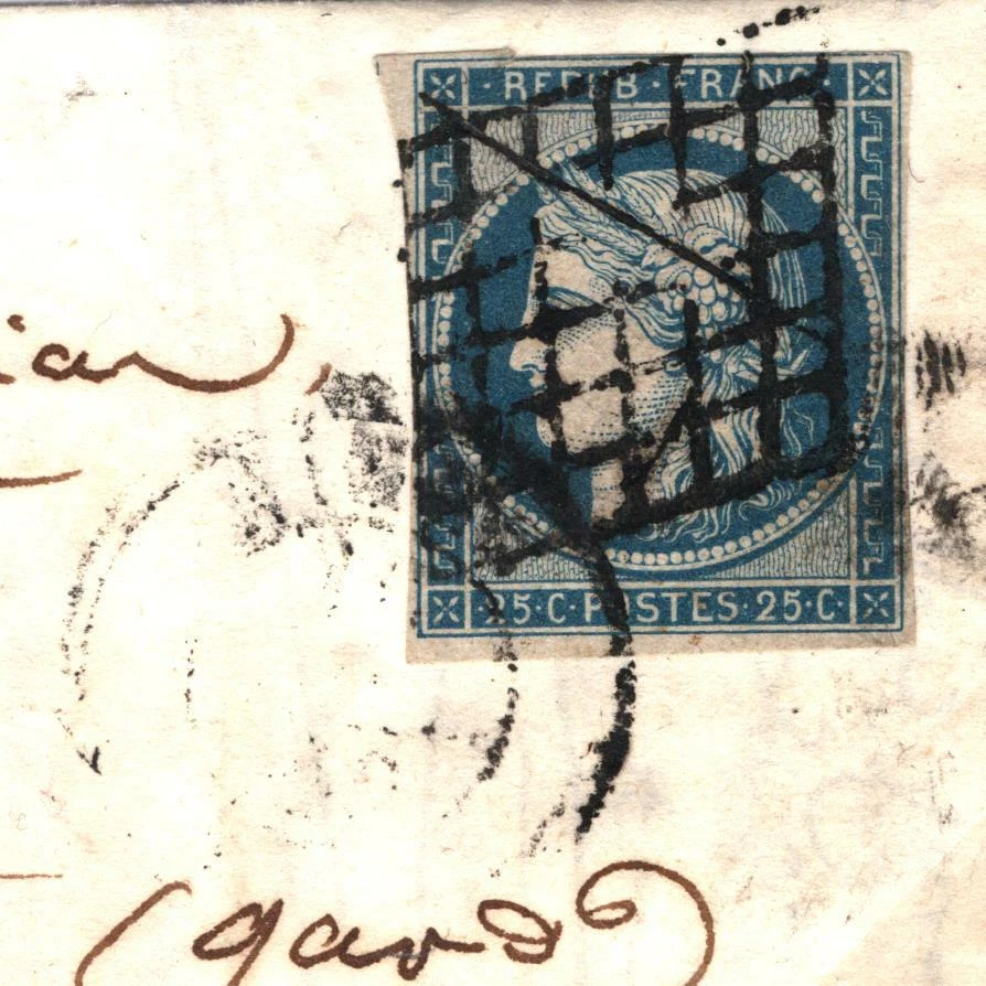 FRANCIA Cubierta USO MUY TEMPRANO 25c CERES 17 de julio de 1850 Aviñón EL{samwells}SN12 Foto 1 de 4