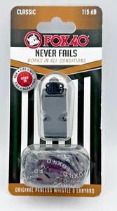 Fox 40 Classic Official Pealess Whistle with Break Away Lanyard (Black) NEU - Bild 1 von 7