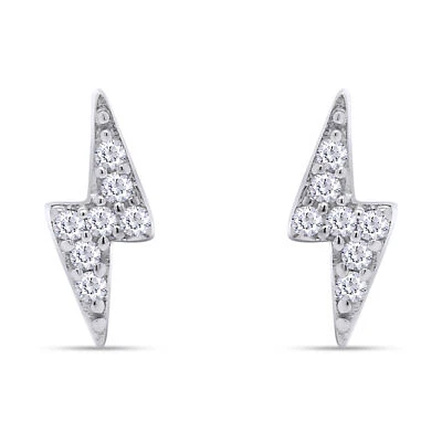 Aretes con rayo con detalles de diamantes en oro macizo de 10 k cultivados en laboratorio Foto 1 de 4