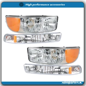 Headlight Front Pair Lamps For GMC Sierra 1500 1999-2007 Halogen LH+RH Chrome - Picture 1 of 11