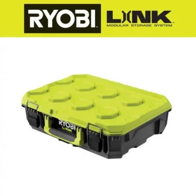 Caja de herramientas RYOBI almacenamiento modular plástico bloqueable IP65 resistente al polvo al agua 50 lb Foto 1 de 4