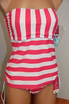 NWT Hula Honey Swimsuit Bikini Tankini 2pc set Sz S Red Removable Strap Foto 1 de 4