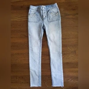 SO BRAND Girls 10 Light blue embroidered crop jeans - Picture 1 of 13