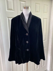 Neu mit Etikett J Jill schwarzer Samtblazer Chiffonausschnitt 3 Knöpfe LP 119 $ - Bild 1 von 7