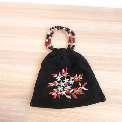 Moyna 包女式手拿包钱包花卉刺绣小号串珠手提包波西米亚黑色 — 第 1/4 张图片