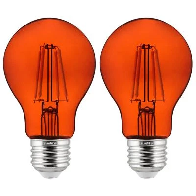 2-Pack Sunlite LED Transparent Orange A19 Filament Bulbs, 4.5 Watts, Dimmable - Image 1 of 2