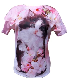Tee shirt femme châton manches courtes . taille M - Picture 1 of 3
