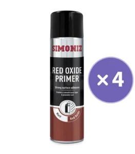 Imprimación de óxido rojo pintura en aerosol x 4 Simoniz 500 ml acrílico coche acabado liso - Imagen 1 de 2