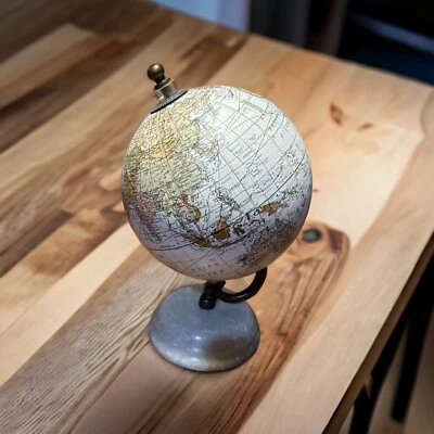Globo terráqueo mundial de oficina de escritorio hecho en la India de 6" con base de acero/mármol blanco Foto 1 de 4