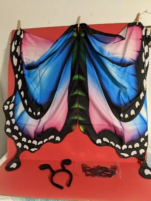 Fantasia de máscara de renda e faixa de cabeça asas de borboleta para meninas/mulheres pequenas - Imagem 1 de 4