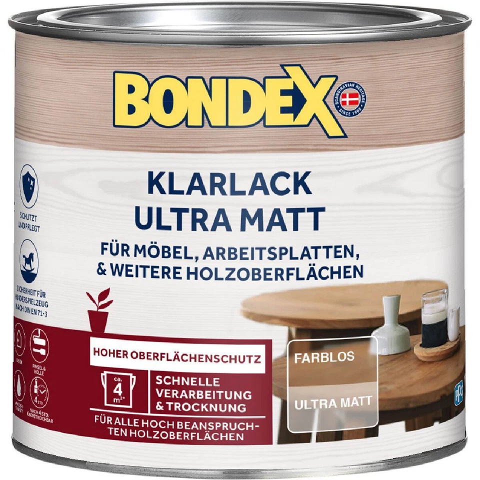 Bondex Klarlack Ultra Matt Farblos 0,25 Liter Versiegelung Holz für Innenbereich - Bild 1 von 1