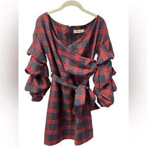 DO+BE Vici Collection Galway Girl Plaid Dress Womens large red Blue coquette - Picture 1 of 14