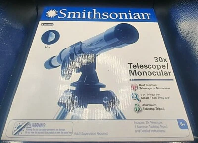 Smithsonian Telescope STEM Magnification 30x w/ Aluminum Tabletop Tripod NEW! - Image 1 of 4