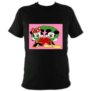 FLEEKY MOUSE COUPLE 2020 TSHIRT PINK ON BLACK PETITE NLADIES ALL SIZES FASHIONOV - Picture 1 of 1