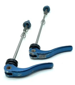 Salsa No Logo Quick Release Skewers Front & Rear QR Blue Anodized Vintage MTB - Picture 1 of 8